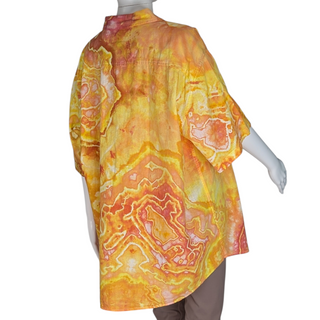 Men's XXL Tie-dye Linen Button-Down Shirt