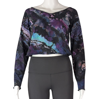 Women's Large Reverse Tie-dye Long-sleeved Crop Top