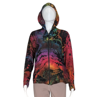 Women's Medium Reverse Tie-dye Lightweight Zip-up Hoodie