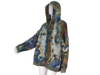 Women's XXL Reverse Tie-dye Buffalo Pullover Hoodie