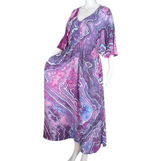 Women's 2XL/3XL Tie-dye Rayon Caftan with Pockets