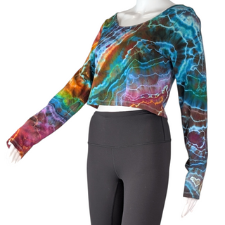 Women's XL Tie-dye Long-sleeved Crop Top