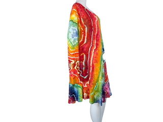 Women's 3XL Tie-dye Long Sleeve Flowy Dress