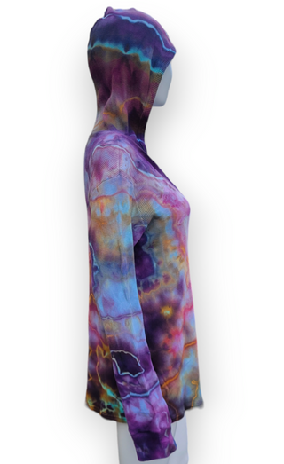 Women's XL Tie-dyed Long Sleeved Hooded Top