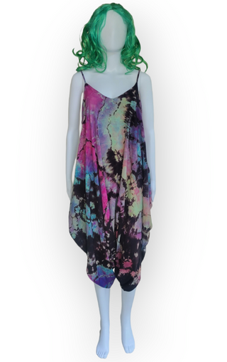 Women's Large Romper in Reverse Tie Dye