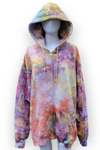 Men's 3XL Zip-up Tie-dye Hoodie