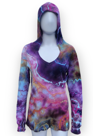 Women's XL Tie-dyed Long Sleeved Hooded Top