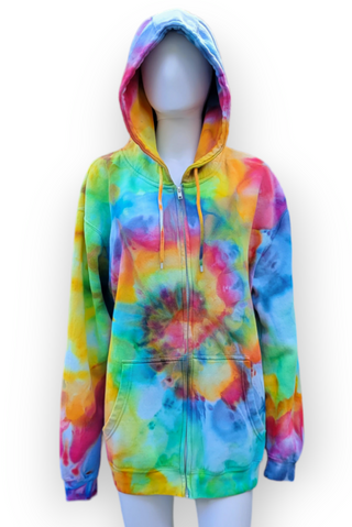 XL Rainbow Spiral Zip Up Hoodie