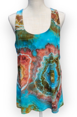 Women's XL Flowy Racerback Tie-dye Tank Top