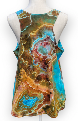 Women's XL Flowy Racerback Tie-dye Tank Top