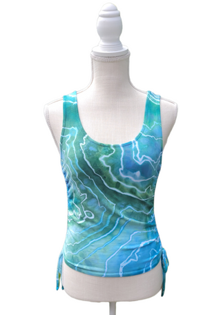 Women's Large Tie-dye Tank Top With Scrunched Up Sides
