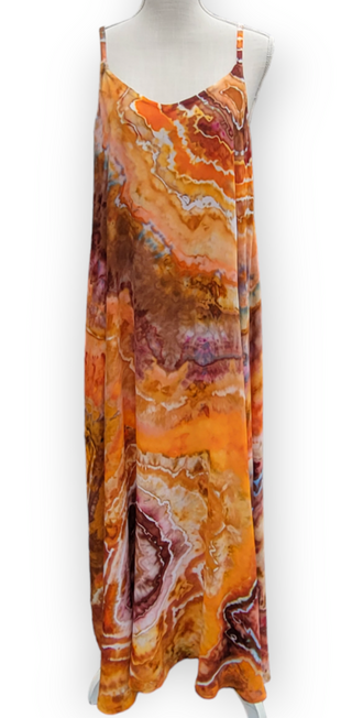 Women's Medium Long  Rayon Tie-dye Dress